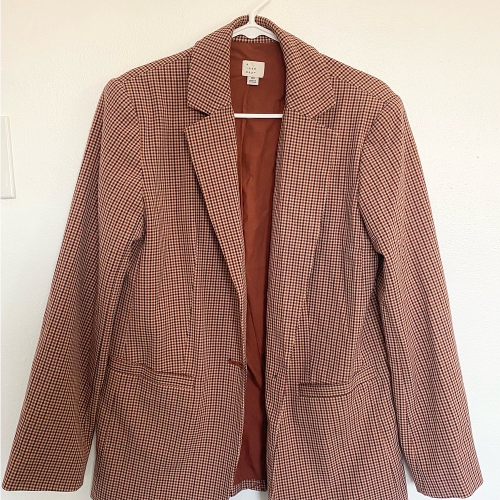 Women's Brown Red Orange Houndstooth Blazer A New Day Target